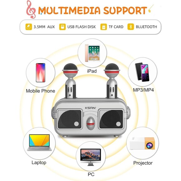 Karaoke Machine for Kids & Adults - KSAN VF-303 KARAOKE MACHINE FAMILY KTV - Picture 3 of 9